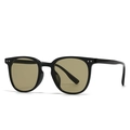 Gafas de sol cuadradas clásicas con montura negra brillante y cristales marrones vintage - Montura Negra Lentes Verde Oliva