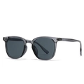 Gafas de sol cuadradas clásicas con montura gris transparente y detalles plateados - Montura Gris Transparente Lentes Gris Oscuro
