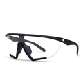 Oversized retro sunglasses with black matte frame and light blue lenses for sports - Black Frame Clear Lens