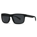 Lunettes de soleil polarisées pour homme avec monture rectangulaire noire mate et détails - Monture Noir Mat Verre Gris (Rayure Argentée)