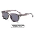 Square transparent grey sunglasses with dark grey lenses and silver star rivet accents - Transparent Grey Frame Grey Lens