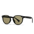 Retro schwarze quadratische Sonnenbrille mit braunen Gläsern und silbernen Nieten - Schwarzer Rahmen Olivgrüne Gläser