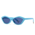 Lunettes de soleil œil-de-chat angulaires avec monture géométrique bleu clair et verres - Bleu Brillant/Verres Bleus
