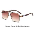 Classic pilot sunglasses with brown double bridge frame and gradient brown lenses - Brown Frame Gradient Brown Lens (C2)
