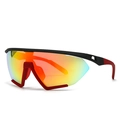 Cycling sunglasses with red and yellow gradient mirror lens and black-red frame - Black Frame Orange Lens