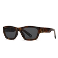 Fashionable rectangle tortoise shell sunglasses with dark grey lenses in a retro style - Hawksbill/Tortoise Frame Gray Lens