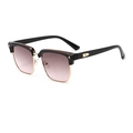 Lunettes de soleil Browline carrées avec monture écaille, verres dégradés et détail flèche - Monture Thé Verres Violet