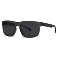 Lunettes de soleil polarisantes classiques pour hommes avec monture noire mate et détails bleus - Monture Gris Transparent Verre Gris (Rayure Bleue)