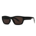 Lunettes de soleil carrées noires avec verres bruns et détails en argent métal - Noir/Monture Noire Verres Thé