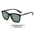 Fashionable square sunglasses with matte black frames and green lenses for men and women - Matte Black Frame Green Lens