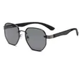 Moderne schmale Metall-Sonnenbrille mit gunmetal Rahmen und dunkelgrauen Gläsern für Streetstyle - Metallgrauer Rahmen Schwarz Graue Gläser