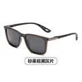 Fashion rectangular sunglasses with matte tea frames and dark grey polarized lenses - Matte Tea Frame Black Grey Lenses