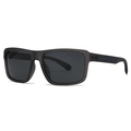 Modern polarized square sunglasses with black frames and blue accent stripes on temples - Gray Frame Gray Lens
