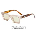 Gafas de sol cuadradas color té mate con lentes verde claro y patillas de carey - Montura Té Mate Lente Verde Claro (C4)