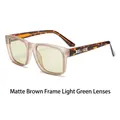 Retro square sunglasses with sand tea frame and light green lenses for men and women - Sand Tea Frame Light Green Lenses