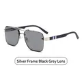 Modern pilot sunglasses with silver metal frames and dark grey lenses for fashion - Silver Frame Black Grey Lens (C4)