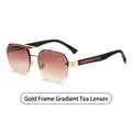 Retro pilot sunglasses with gold metal frame and brown gradient tea lenses - Gold Frame Gradient Tea Lens (C5)