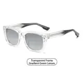 Square sunglasses featuring transparent PC frame and gradient green lenses - Transparent Frame Gradient Green Lens