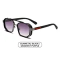 Retro pilot sunglasses with black gunmetal frame, gradient gray lenses, and red accents - Black Gunmetal Frame Gradient Grey Lens