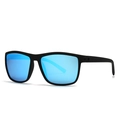 Lunettes de soleil de sport polarisées avec monture noire texturée et verres miroirs bleus - Monture Noire Verres Bleu Clair