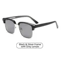 Gafas de sol clásicas de media montura en color negro y plata con lentes grises - Montura Negro Plata Lentes Negro Gris