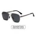 Μοντέρνα στενά γυαλιά ηλίου aviator με σκελετό gunmetal και μαύρο-γκρι φακούς - Μεταλλικός Γκρι Σκελετός Μαύροι Γκρι Φακοί
