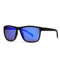 Lunettes de soleil sport polarisées avec monture noir mat et verres miroirs bleus - Monture noire verres bleu foncé