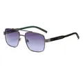 Silver metal aviator sunglasses with dark green temples and gradient blue purple lenses - Silver Frame Gradient Blue-Dark Green Temple (C4)