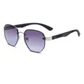 Moderne schmale Retro-Sonnenbrille mit Silberrahmen und graublauen Verlaufsgläsern - Silberner Rahmen Grau-Blaue Gläser
