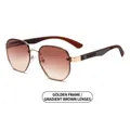 Retro polygon sunglasses with gold metal frame and gradient tea lenses for a stylish look - Gold Frame Gradient Tea Lens