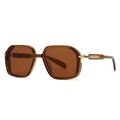 Lunettes de soleil aviateur carrées pour hommes avec monture brune et accents dorés - Monture Thé Verres Thé