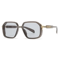 Lunettes de soleil aviateur avec monture en acétate gris et branches en métal doré - Monture Grise Verres Gris