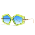 Fashionable oversized square sunglasses with translucent green frame and blue gradient lens - Green Frame Blue Lens