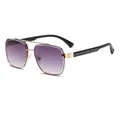 Retro small frame sunglasses with gold metal frame and gradient purple gray lenses - Gold Frame Gradient Grey Lens