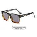 Retro square black and orange gradient sunglasses with dark grey lenses and gold accents - Black Orange Gradient Frame Grey Lenses