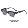 Quadratische Sonnenbrille in Schwarz-Transparent mit dunkelgrauen Brillengläsern - Schwarz Transparenter Rahmen Schwarz Graue Gläser (C6)