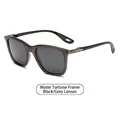 Matte tea brown frame sunglasses with dark grey lenses and hollow temple design - Matte Tea Frame Black Grey Lenses