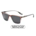 Square sunglasses featuring a gradient tea frame with black grey shaded lenses - Gradient Tea Frame Black Grey Lens
