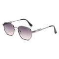 Retro metal sunglasses with gradient purple lenses and sleek dark gunmetal frame - Silver Frame Purple Yellow Lenses