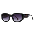 Klassische Übergroße Sonnenbrille mit schwarzem Rahmen und lila Verlaufsgläsern Hintergrund - Black Frame Floral Temples