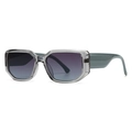Klassische Oversize-Rechteck-Sonnenbrille mit grauem Farbverlauf und breiten Bügeln - Transparenter Rahmen Blaugrau