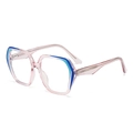 Occhiali anti luce blu trasparenti rosa con montatura esagonale e dettagli blu fashion - C2 Montatura Rosa Blu Lenti Trasparenti