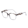 Eleganti occhiali quadrati anti luce blu con montatura trasparente e tartarugata - Montatura Grigia Floreale Lente Bianca