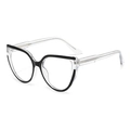 Occhiali anti-luce blu retrò cat-eye con montatura trasparente e dettagli neri - Grigio Nero (C4)