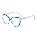 Fashion cat-eye blue light blocking glasses with clear frames and blue decorative accents - Grey Blue (C5)