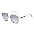 Moderne quadratische Pilotenbrille mit silbernem Doppelsteg und Verlaufsgläsern - C1 Silberner Rahmen Graublau