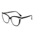 Occhiali anti luce blu gatto con montatura nera e trasparente in vista laterale a 45 gradi - Patchwork Nero e Bianco