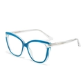 Occhiali anti luce blu cat eye con montatura trasparente e dettagli blu su bianco - Blu Trasparente