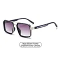 Gafas de sol rectangulares con montura azul y plata mate y cristales degradados grises - Montura Azul Plata Lentes Degradadas Grises (C3)