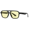 Modern retro flat top square sunglasses with black frame and light yellow lenses - Black Frame Yellow Lens (C5)